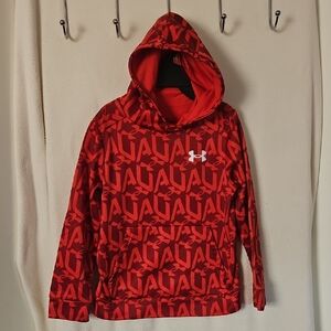 Under Armour Red Allover Logo Hoodie for Kids
